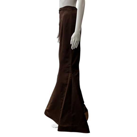 Maria Pinto Brown Silk Long High Waist Flared Skirt size 0-2 - Picture 5 of 11